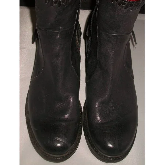 A.S.98 Black-Leather Moto-Style Harness Boots Handmade in Italy 42/10.5M $395 - Picture 10 of 13